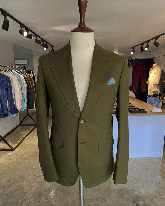 green linen jacket