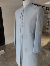 Cotton Silk Sherwani With Zari Embroidered — made to measure, Bespoke By Omar Najam