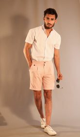 Salmon Pink Sartocinni Shorts — made to measure, Bespoke By Omar Najam