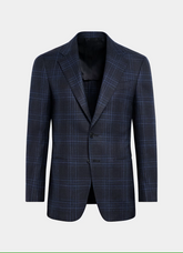 Navy Blue Checkered Wool