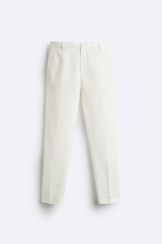 White linen drawstring trouser