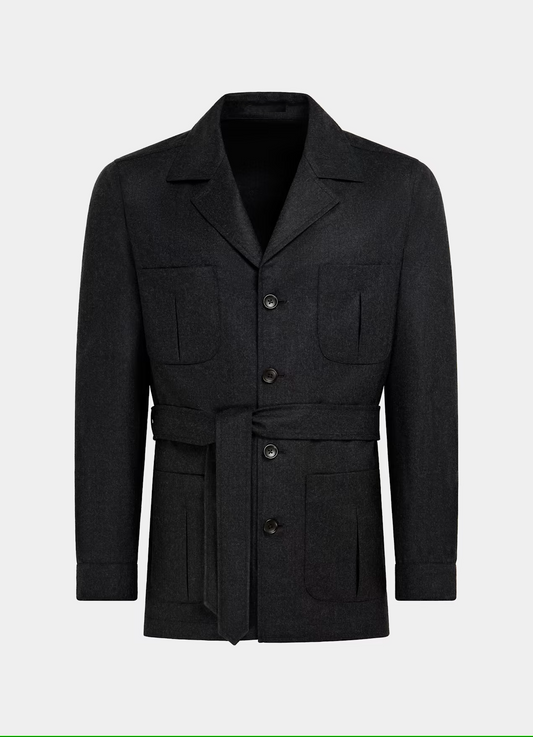 Black wool safari jacket
