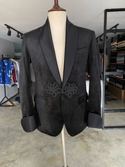 Black Velvet Blazer with Satin Shawl lapels