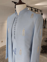 Cotton silk zarri’ embroidered Sherwani