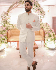 Off White Jamawar Prince Suit