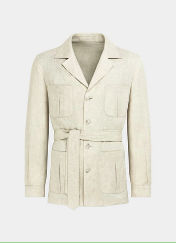 Sand White Linen Safari Jacket