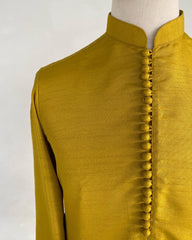 Mustard Raw Silk kurta Pyjama