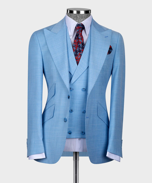 Light Blue Single Breasted Suit