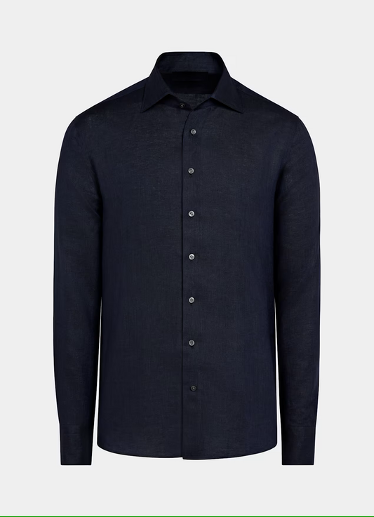 Navy Blue Linen Shirt