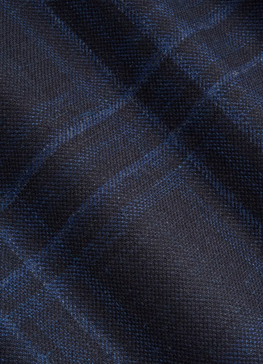 Navy Blue Checkered Wool