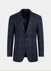 Navy Blue Checkered Wool