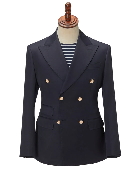 Navy Wool 2 Button Double Breasted