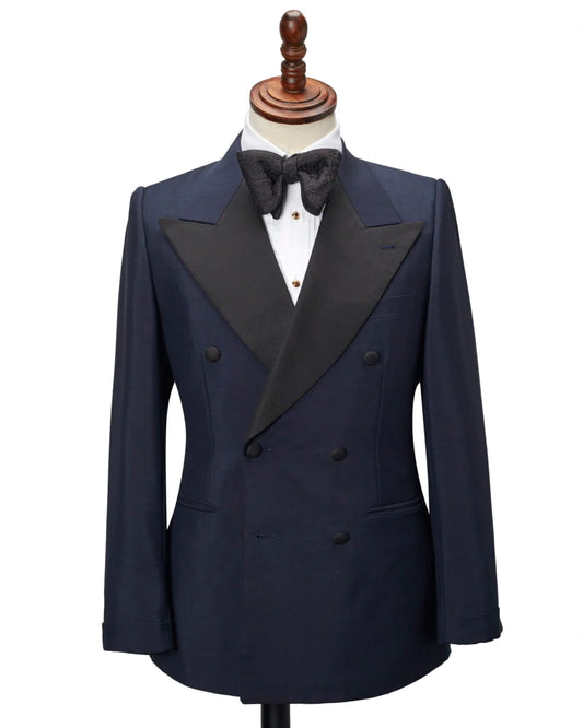 Navy Blue Tuxedo Double Breasted Suit