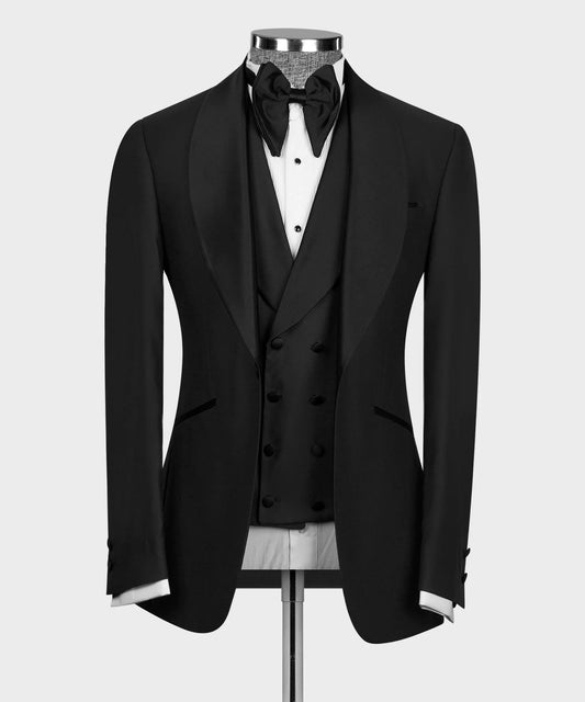 Black Single Breasted Tuxedo with Shawl Lapels