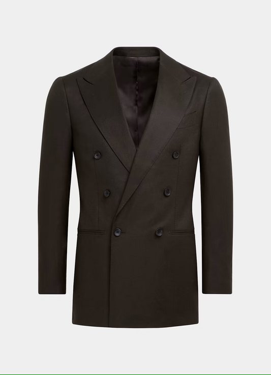 Dark Brown One Button Double Breasted Suit
