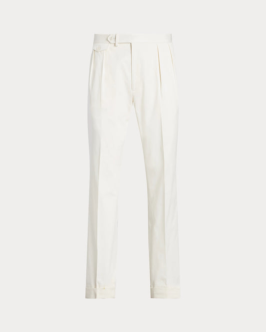Off White Linen Side Adjusters Straight Fit