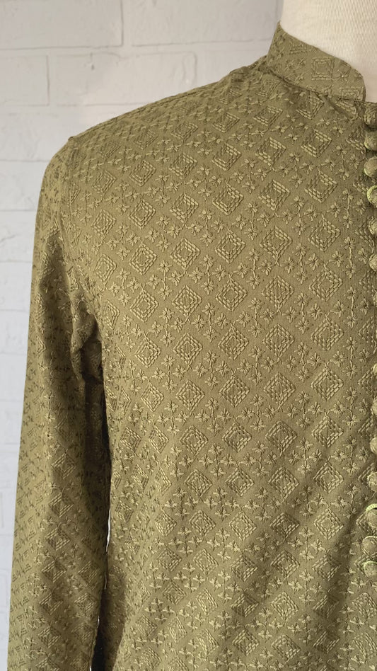 Olive Green Chikankari