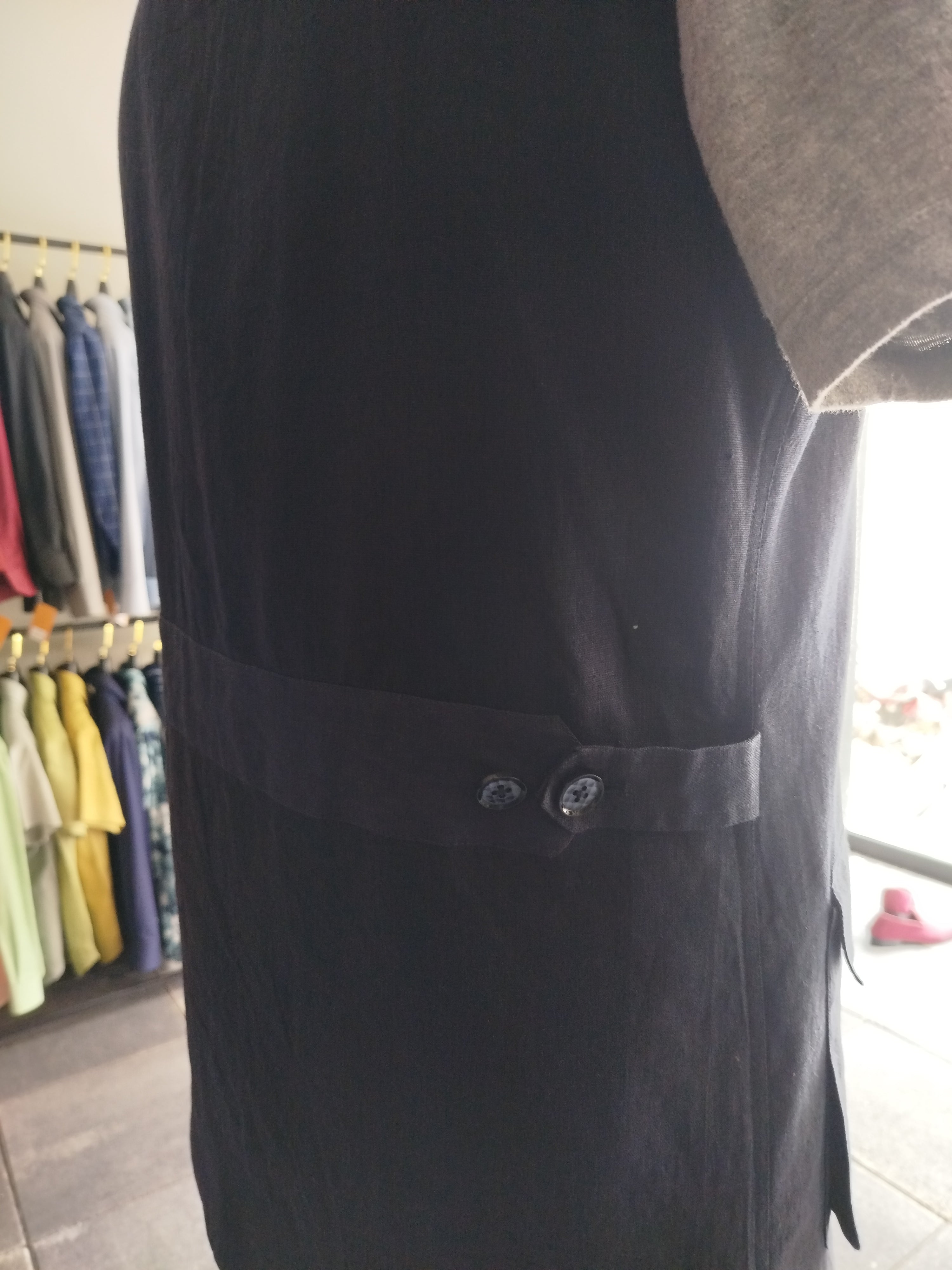 Navy Blue Linen Utility Vest