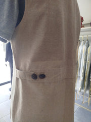 Khaki Beige Linen Utility Vest