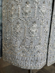 Self Embroidered Ice Blue Sherwani with hand work